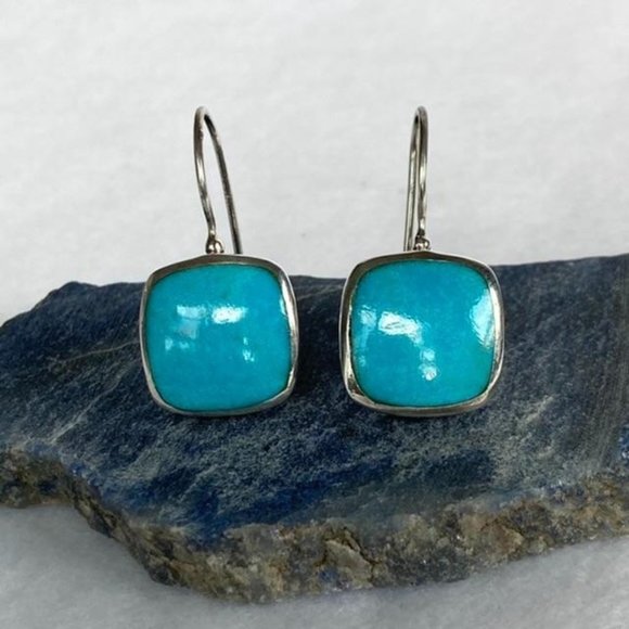 Jewelry - Sterling Silver Turquoise Hook Earrings Thai 925